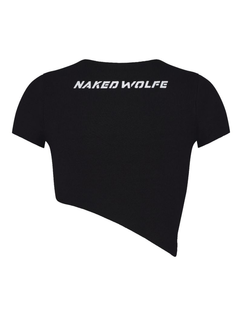 Naked Wolfe Asymmetrical Μπλουζακι γυναικεια μαυρα | GREECE PUKJW4537