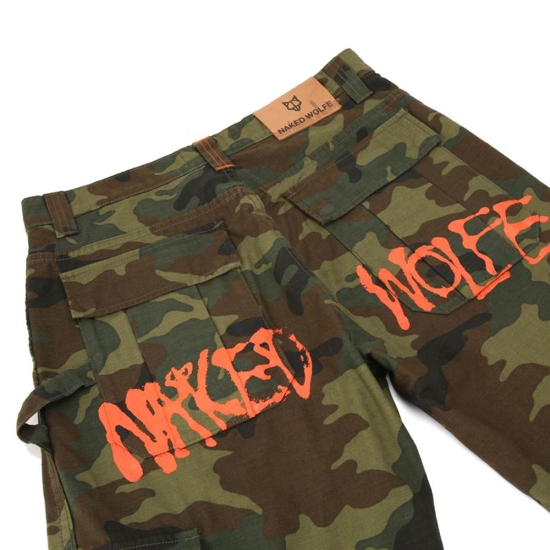 Naked Wolfe Baggy Pocket Cargo Logo Παντελονι ανδρικα καμουφλάζ | GREECE BAVQG9310