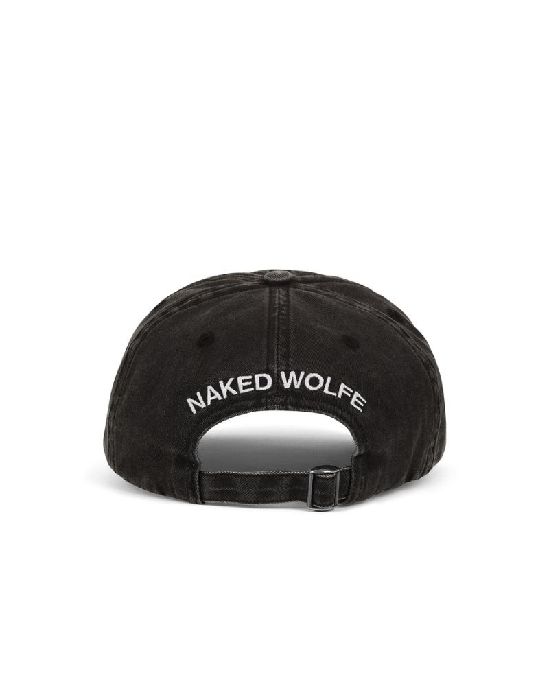 Naked Wolfe Baseball Washed Caps ανδρικα μαυρα | GREECE PIUTC4178