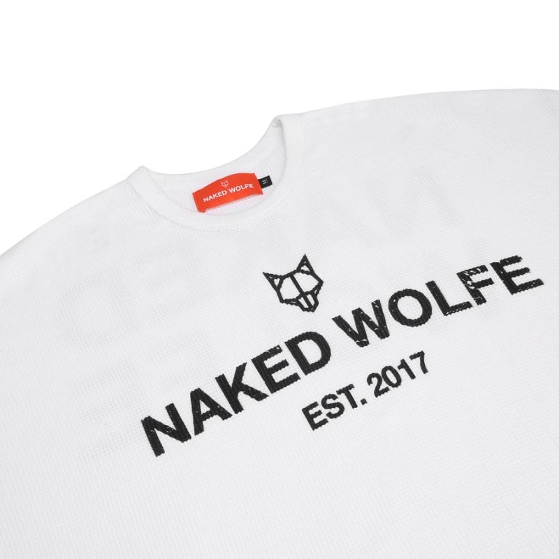 Naked Wolfe Thermal Φούτερ ανδρικα ασπρα | GREECE AIQST4036